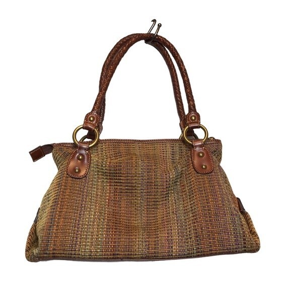 Fossil braided leather trim woven shoulder baguette bag purse‎ - Picture 11 of 16